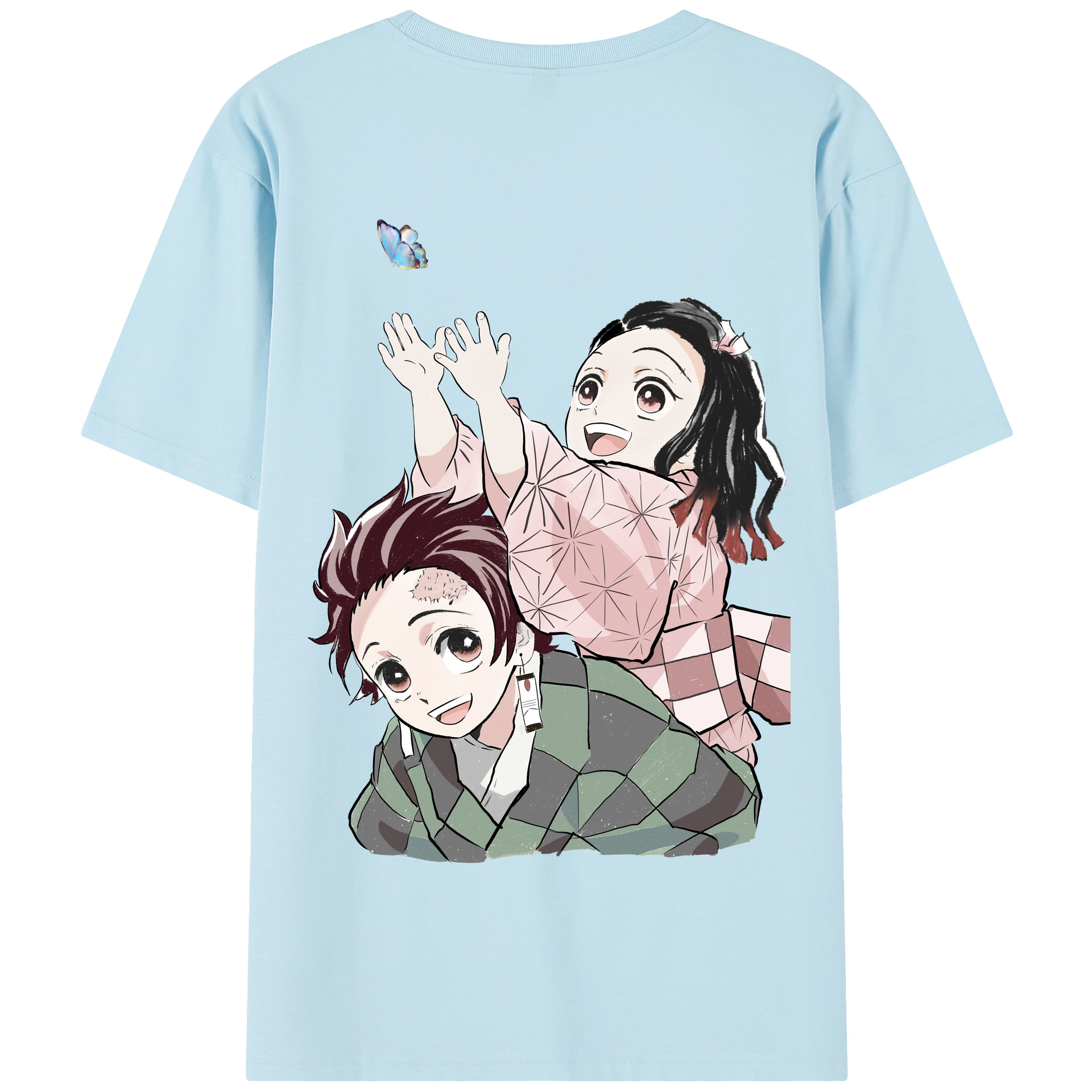（画像用） 鬼滅の刃（きめつのやいば）竈門 禰󠄀豆子／かまど ねずこ Kamado Nezuko 綿100％半袖Tシャツ（背面プリント）